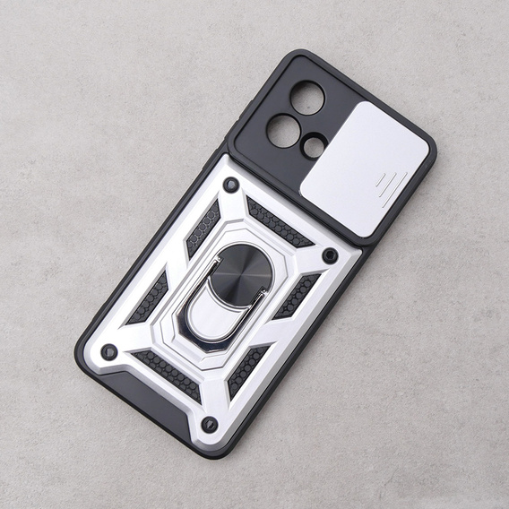 Husă blindată pentru Motorola Moto G84 5G, CamShield Slide, de argint