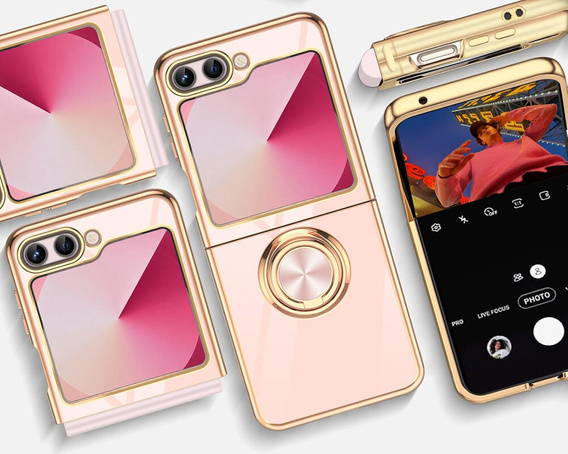 Huse pentru Samsung Galaxy Z Flip7 FE / Z Flip6, Electro Ring, roz