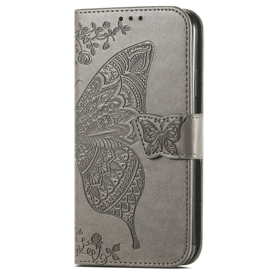 Cu clapetă pentru Samsung Galaxy A05s, Butterfly, gri