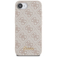 GUESS Huse pentru iPhone 16E, 4G Metal Gold Logo, roz