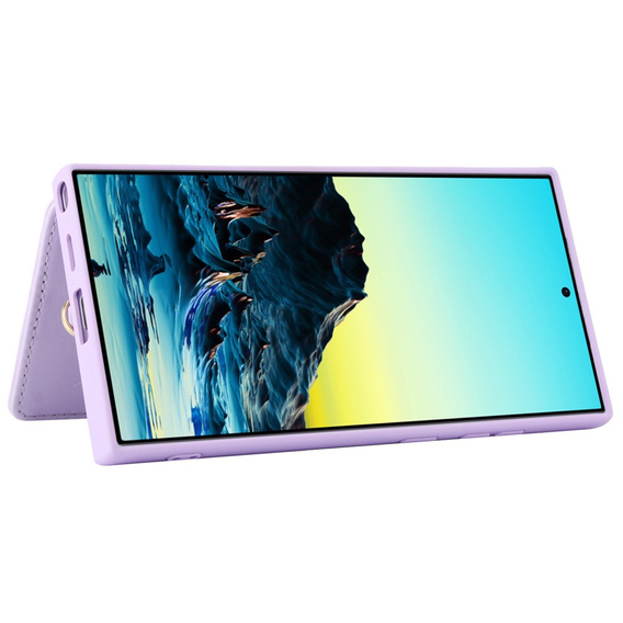 Husa pentru Samsung Galaxy S24 Ultra, Leather Flower Card Slot, violet