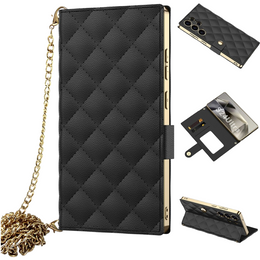 Husă flip pentru Samsung Galaxy S24 Ultra, GKK Mirror Wallet, negru