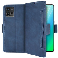 Cu clapetă pentru Motorola Moto G72 4G, Card Slot, albastru