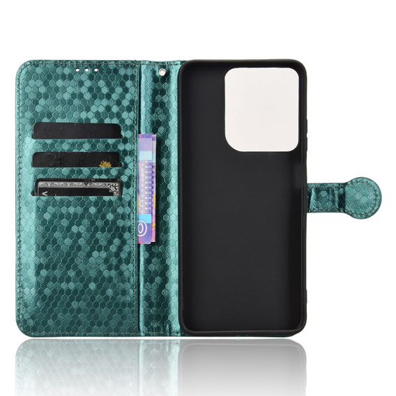 Husa cu clapetă pentru Motorola Moto G86 Power 5G, Wallet Rhombus, verde