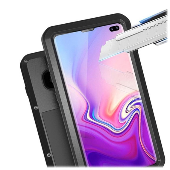 Love Mei Huse pentru Samsung Galaxy S10 Plus, armored with glass, negru