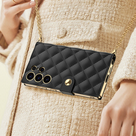 Husă flip pentru Samsung Galaxy S24 Ultra, GKK Mirror Wallet, negru