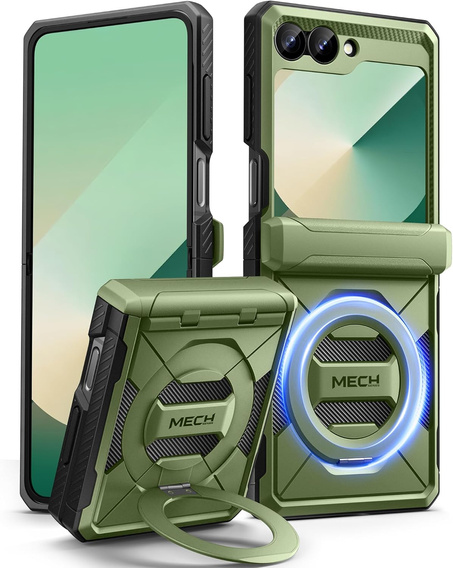 Husă Tongate MECH cu MagSafe pentru Samsung Galaxy Z Flip7 FE / Z Flip6, verde