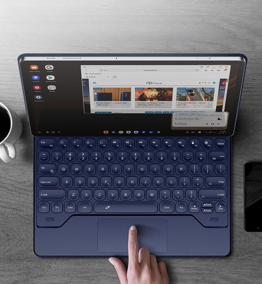 Husă tastatură pentru Samsung Galaxy Tab S10+/ S9+/ S8+/ S7+/ S7 FE, Dexnor Magnetic Keyboard Touchpad, albastru