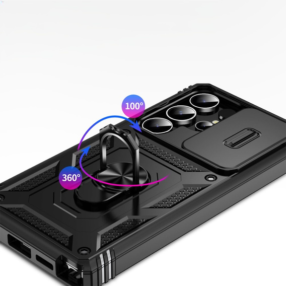 Husă pentru Samsung Galaxy S25 Ultra, KickStand Camera Lens, negru