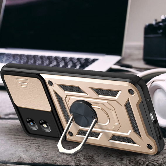 Husă blindată pentru Motorola Moto E13, CamShield Slide, de aur