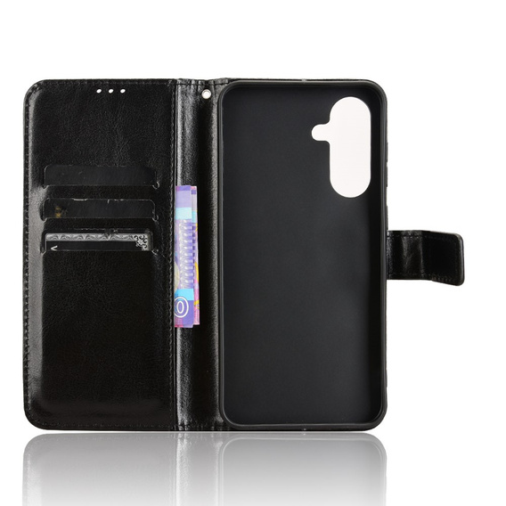 Cu clapetă pentru Samsung Galaxy A36, Crazy Horse Wallet, negru