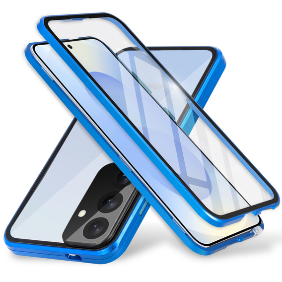 Husa pentru Samsung Galaxy S25+ Plus, Magnetic Dual Glass, albastru