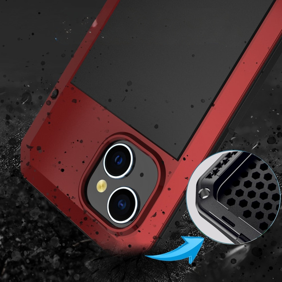 Carcasă pentru iPhone 15, blindată, cu sticlă integrată, roșu