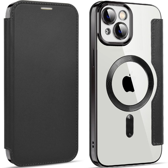 Cu clapetă pentru iPhone 13, RFID Wallet MagSafe CamShield, negru