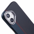 Carcasa pentru iPhone 16, Carbon Fiber MagSafe, negru / albastru