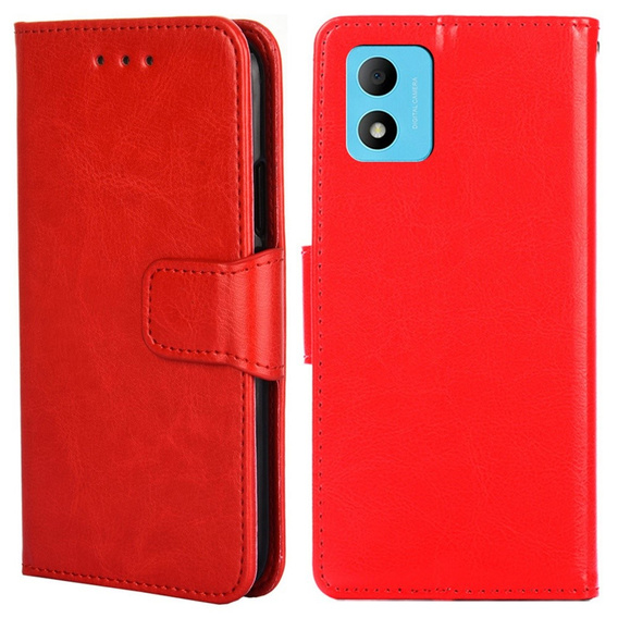 Cu clapetă pentru TCL 305i, PU Leather Wallet Case, roșu