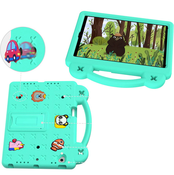 Husă pentru copii pentru Lenovo Tab M10 X505F X605F / Tab P10-X705F/L / Huawei T5 10.1, Cute Patterns, cu suport, verde