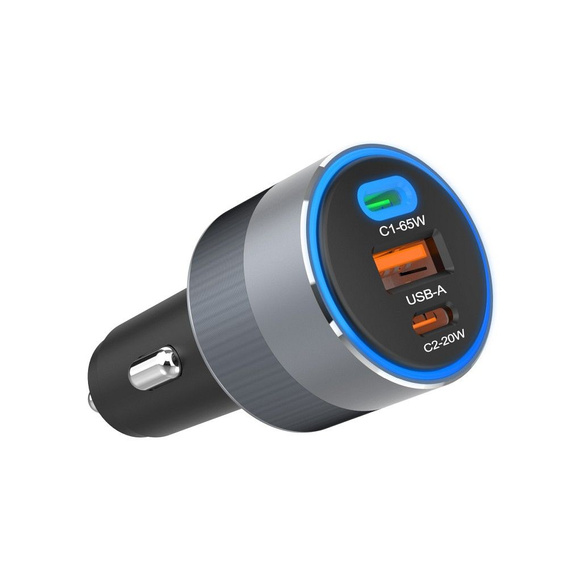 Încărcător auto Forcell F-Energy Alu 85 W, 2 × USB-C + USB-A, PD / QC 4.0 / SFC 2.0
