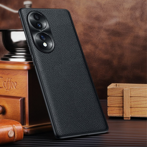 Husă din piele pentru Honor 70 5G, leather hybrid, negru