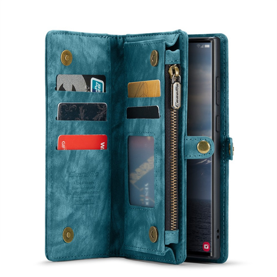 Husă CASEME pentru Samsung Galaxy S25 Ultra, Retro Leather Wallet, cu curea de umăr, verde