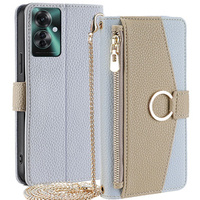 Carcasă flip pentru Oppo Reno 11F 5G, Wallet Zipper Pocket, cu oglindă, albastru