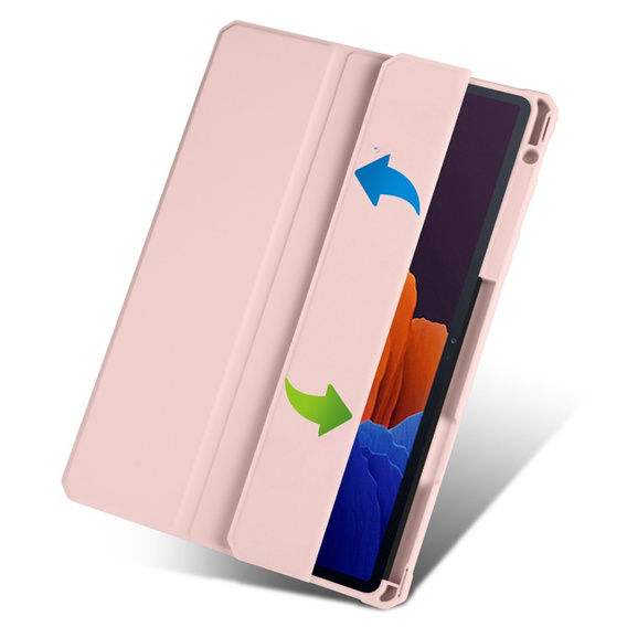 Husă pentru Samsung Galaxy Tab S7 Plus / Tab S7 FE, Smartcase Hybrid, cu spațiu pentru stylus, roz