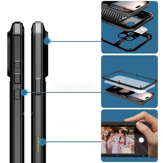 Carcasă blindată cu sticlă temperată încorporată pentru iPhone 17 Pro Max