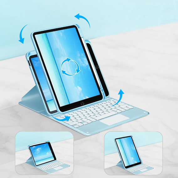 Carcasă + tastatură iPad 7/8/9 10.2 2021 / 2020 / 2019, Touchpad Pen Slot, albastru