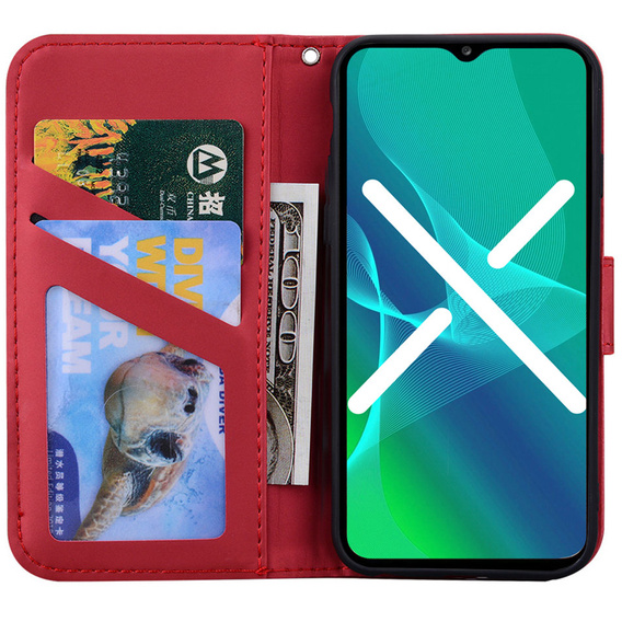 Cu clapetă pentru Xiaomi Redmi Note 8 Pro, Wallet Cat, roșu