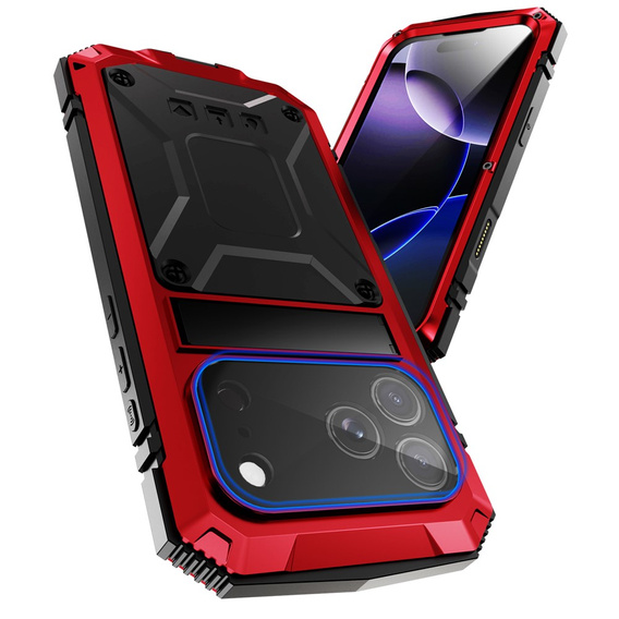 Husă R-JUST cu suport și sticlă încorporată pentru iPhone 17 Pro Max