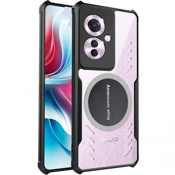 Carcasă pentru Oppo Reno 11F 5G, cu placă magnetică, transparent / negru