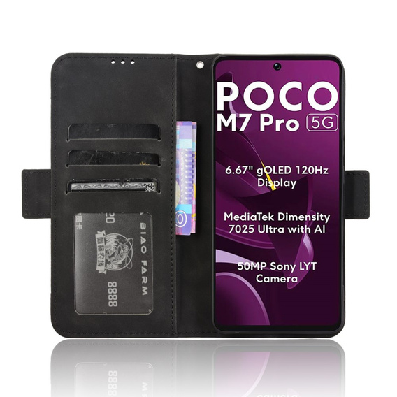 Cu clapetă pentru Xiaomi Poco M7 Pro 5G, Card Slot, negru
