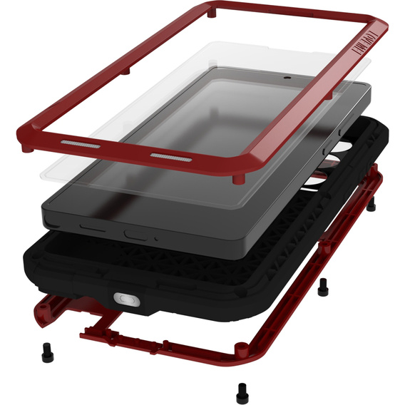 Love Mei Huse pentru Samsung Galaxy S25 Ultra, armored with glass, roșu