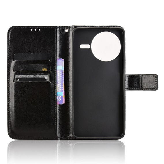 Cu clapetă pentru Xiaomi Poco F7 Pro, Crazy Horse Wallet, negru