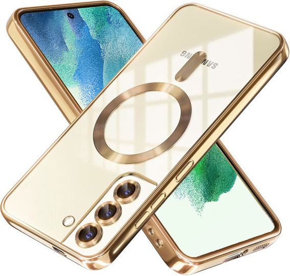 Husă pentru Samsung Galaxy S21 FE, Electro MagSafe, de aur + Sticlă pentru ecran