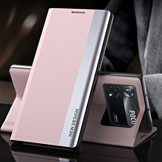 Cu clapetă pentru Xiaomi Poco M4 Pro 4G, Side Magnetic, roz