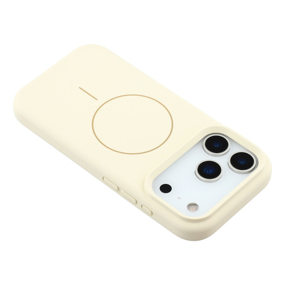 Husă din silicon pentru iPhone 17 Pro Max - compatibilă cu MagSafe, antișoc, bej