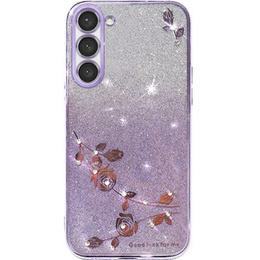 Husă pentru Samsung Galaxy S23+ Plus, Glitter Flower, violet