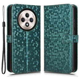 Husa cu clapetă pentru Oppo Reno 12FS / 12F, Wallet Rhombus, verde