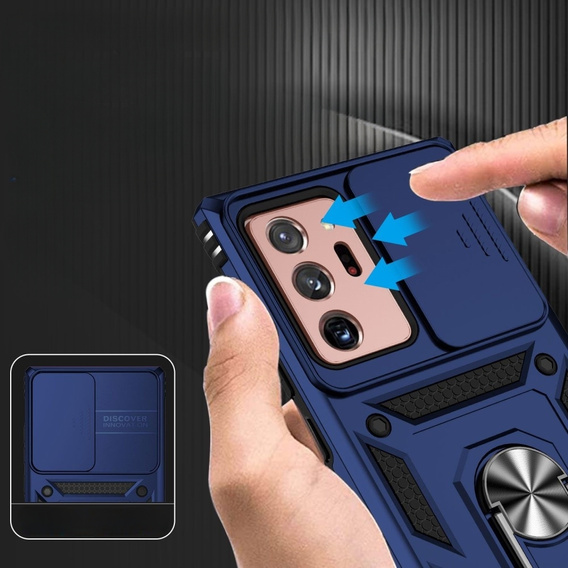 Husă blindată pentru Samsung Galaxy Note 20 Ultra, CamShield Slide, albastru
