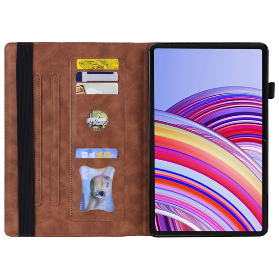 Husă pentru Xiaomi Redmi Pad Pro / Xiaomi Poco Pad, Classic, cu spațiu pentru stylus, maro
