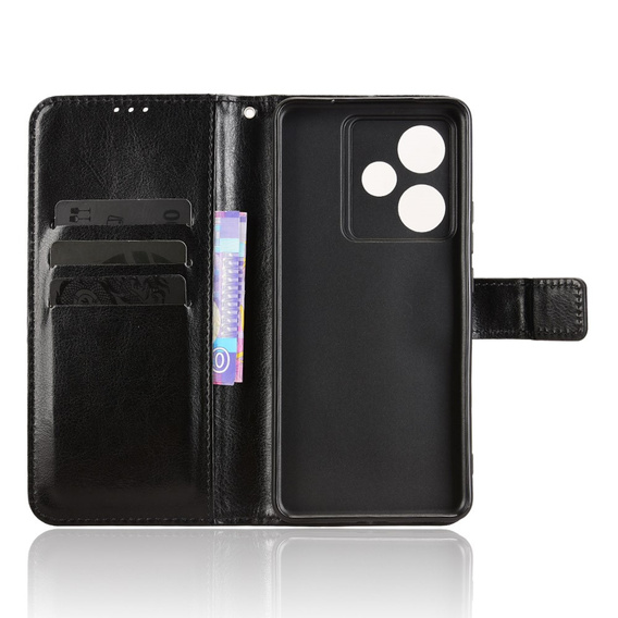 Cu clapetă pentru Realme GT 7 / 7T, Crazy Horse Wallet, negru