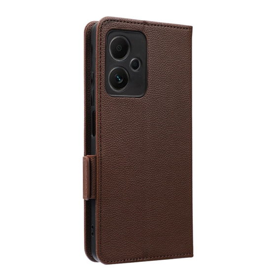 Cu clapetă pentru Xiaomi Redmi Note 12 5G / POCO X5 5G, Wallet Litchi Magnet, maro
