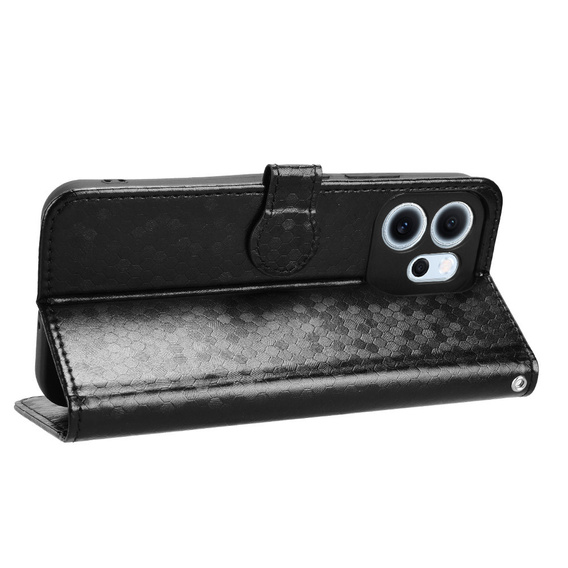 Husă cu clapetă pentru Oppo Reno 14F, Wallet Rhombus, negru