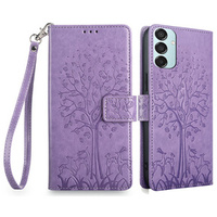 Cu clapetă pentru Samsung Galaxy M15 5G, Tree, violet