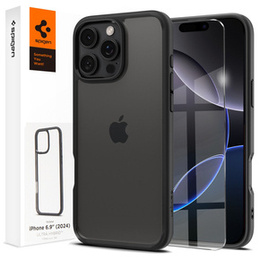 Carcasa Spigen pentru iPhone 16 Pro Max, Ultra Hybrid, transparent / negru + sticlă temperată 9H