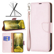 Cu clapetă pentru Samsung Galaxy A25 5G, Wallet Litchi Leather, roz + sticlă 9H