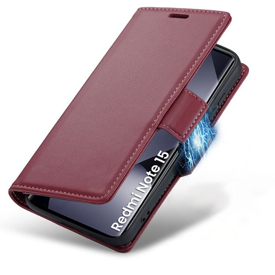 Husă flip lucioasă ERBORD Litchi pentru Xiaomi Redmi Note 15 5G