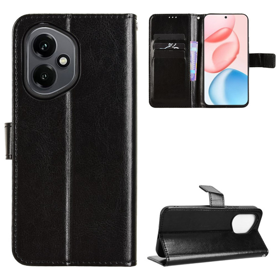 Cu clapetă pentru Honor 400 5G, Crazy Horse Wallet, negru