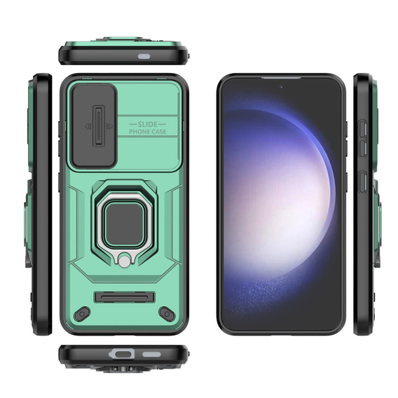 Husă pentru Samsung Galaxy S24, KickStand Camera Lens, verde